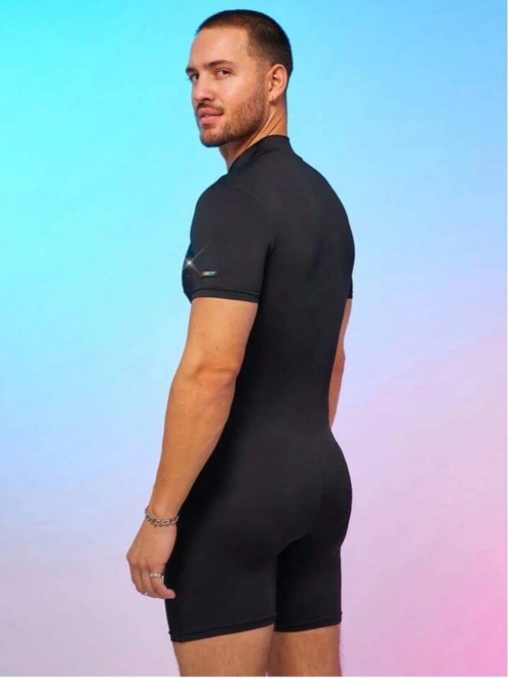 Men's Mesh Splice Tight Short Sleeve Romper